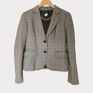 J crew brown herringbone blazer size 8